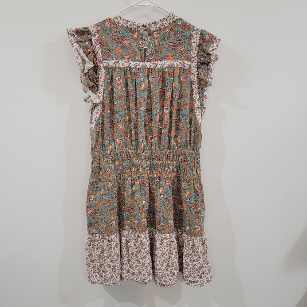 Universal Thread Womens Linen Dress Size Large Knee Length Floral Cottage Boho - Picture 2 of 8